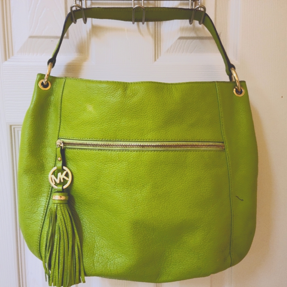 Michael Kors Leather Purse - lime green
